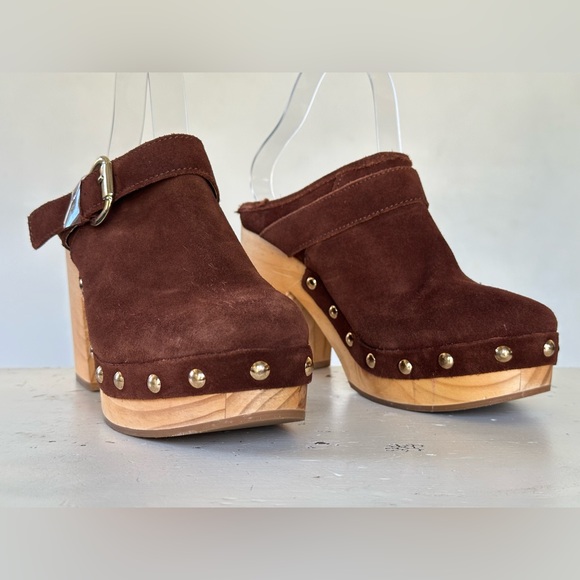 Steve Madden Hilde Brown Suede Wood Mule Clogs Women's Size 8.5 M - Picture 8 of 10